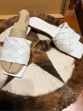 Gianni Bini Cream Braided Slide Mules